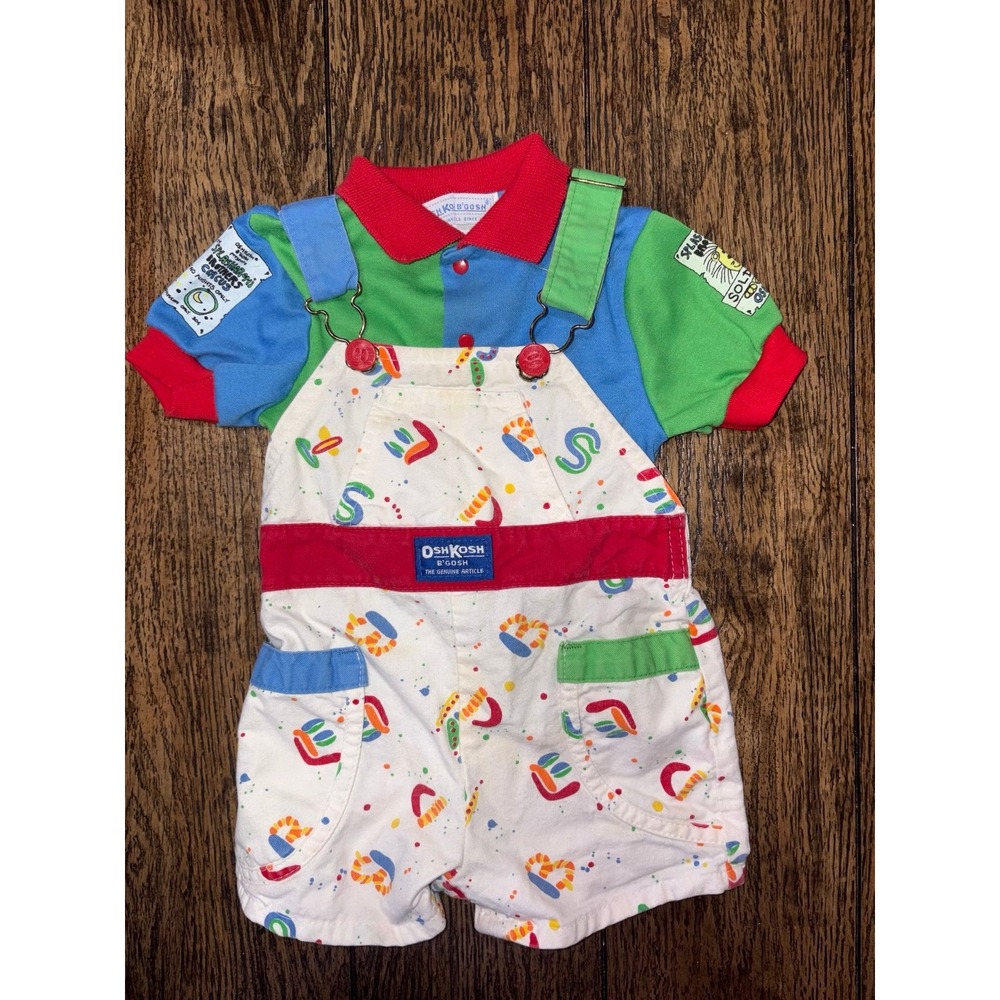 Vintage Oshkosh 2 piece overall set 6/9 months splasharoni brothers circus